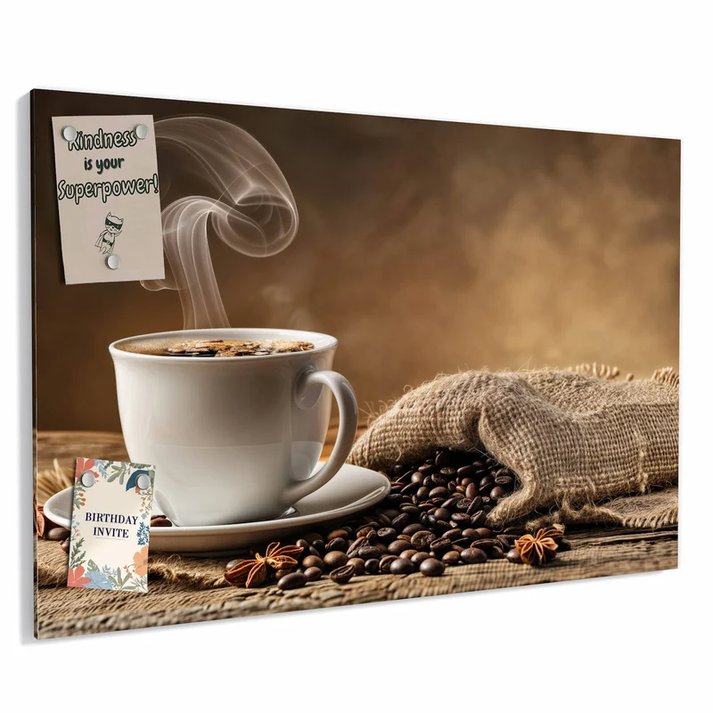 Metall Magnettafel - Dampfende Kaffeetasse