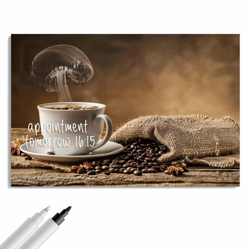 Metall Magnettafel - Dampfende Kaffeetasse