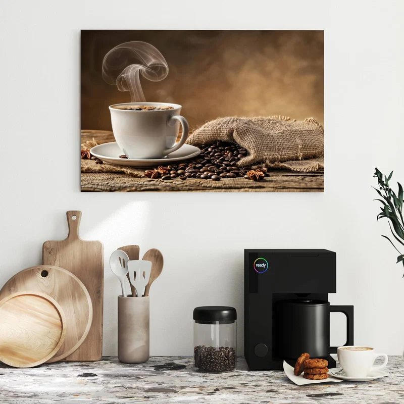 Metall Magnettafel - Dampfende Kaffeetasse