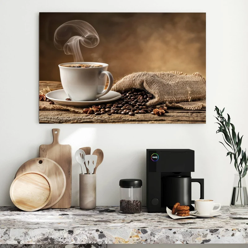 Metall Magnettafel - Dampfende Kaffeetasse