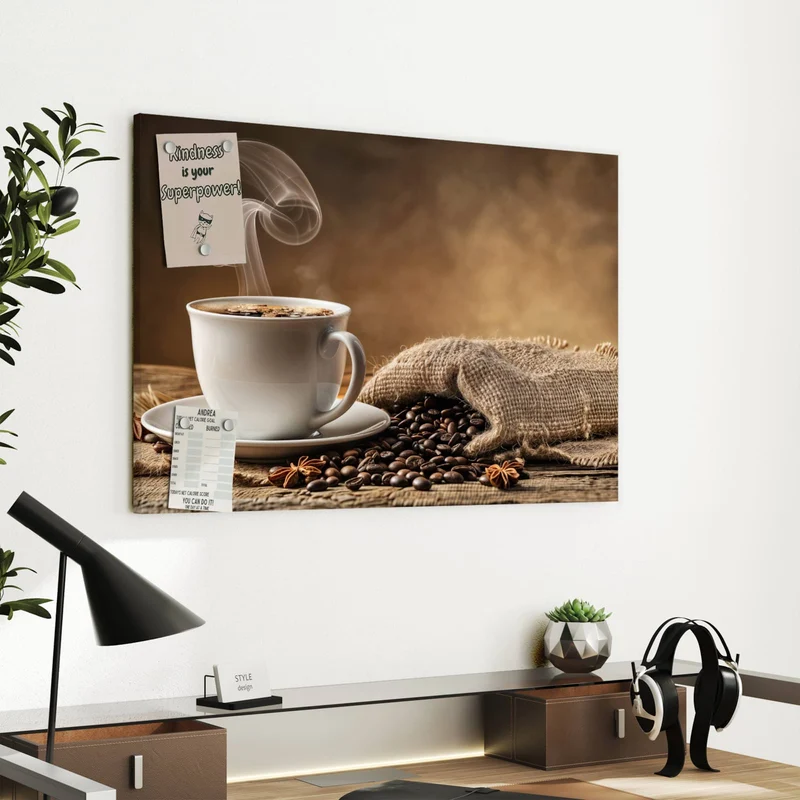 Metall Magnettafel - Dampfende Kaffeetasse