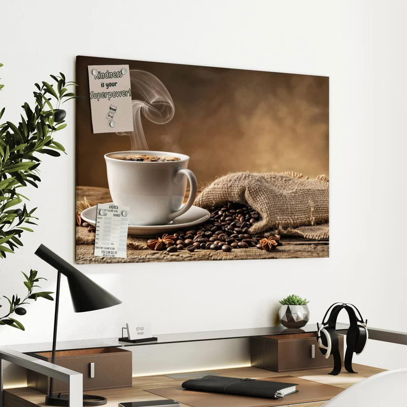 Metall Magnettafel - Dampfende Kaffeetasse