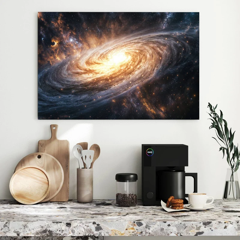 Metall Magnettafel - Goldene Spiralgalaxie