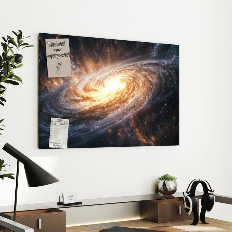 Metall Magnettafel - Goldene Spiralgalaxie