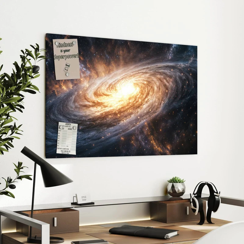 Metall Magnettafel - Goldene Spiralgalaxie