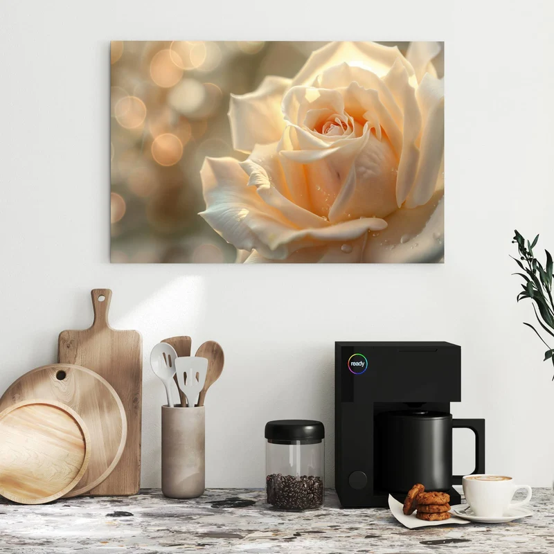 Metall Magnettafel - Rose mit Wassertropfen