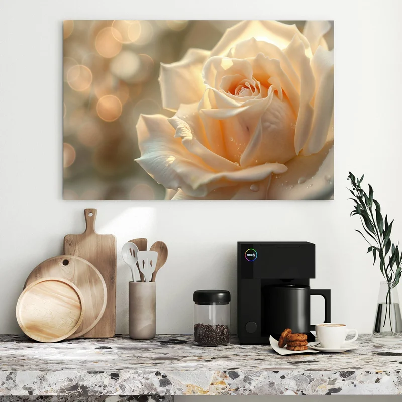 Metall Magnettafel - Rose mit Wassertropfen
