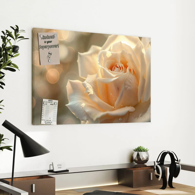 Metall Magnettafel - Rose mit Wassertropfen