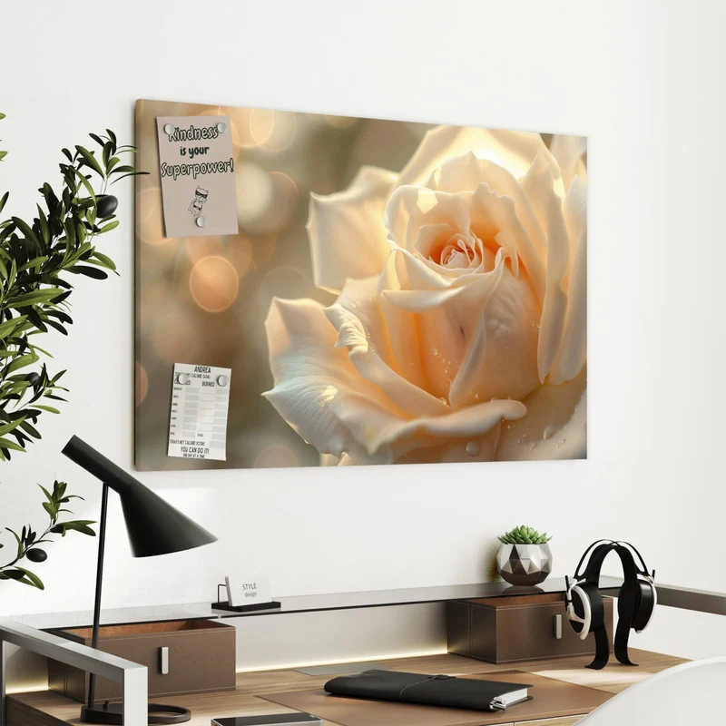 Metall Magnettafel - Rose mit Wassertropfen