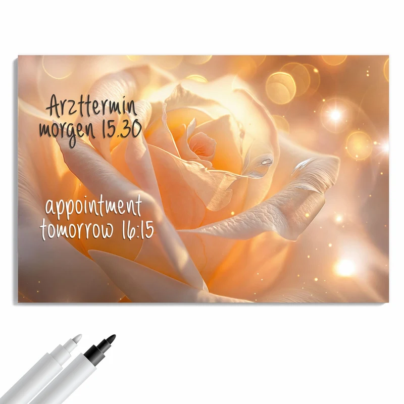 Metall Magnettafel - Apricotfarbene Rose