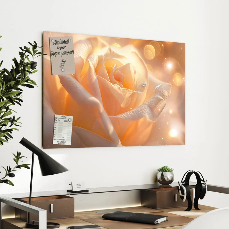 Metall Magnettafel - Apricotfarbene Rose