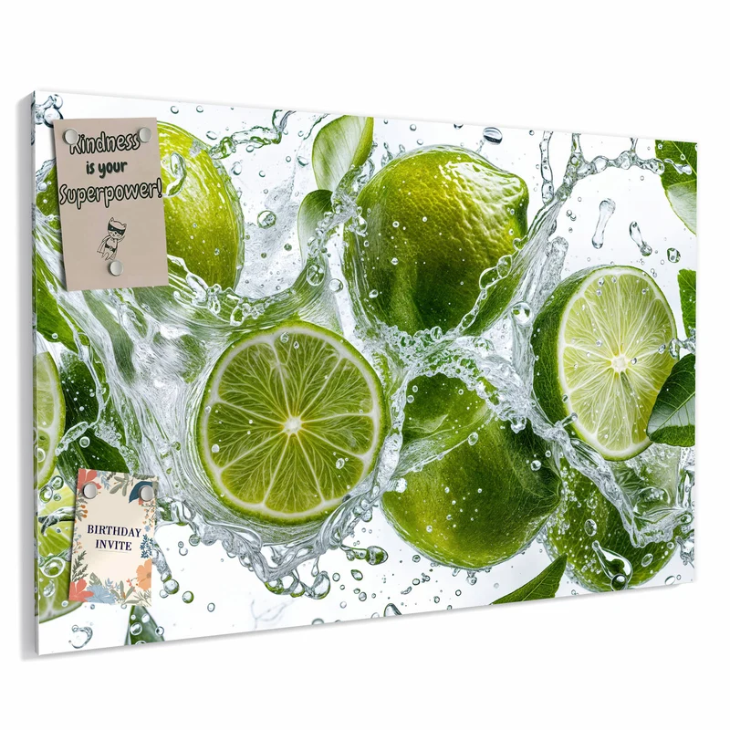 Metall Magnettafel - Limetten mit Blättern