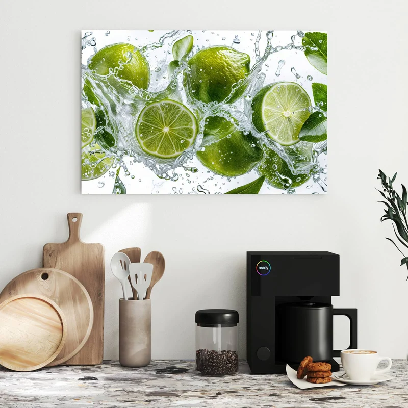 Metall Magnettafel - Limetten mit Blättern