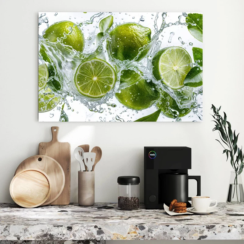Metall Magnettafel - Limetten mit Blättern