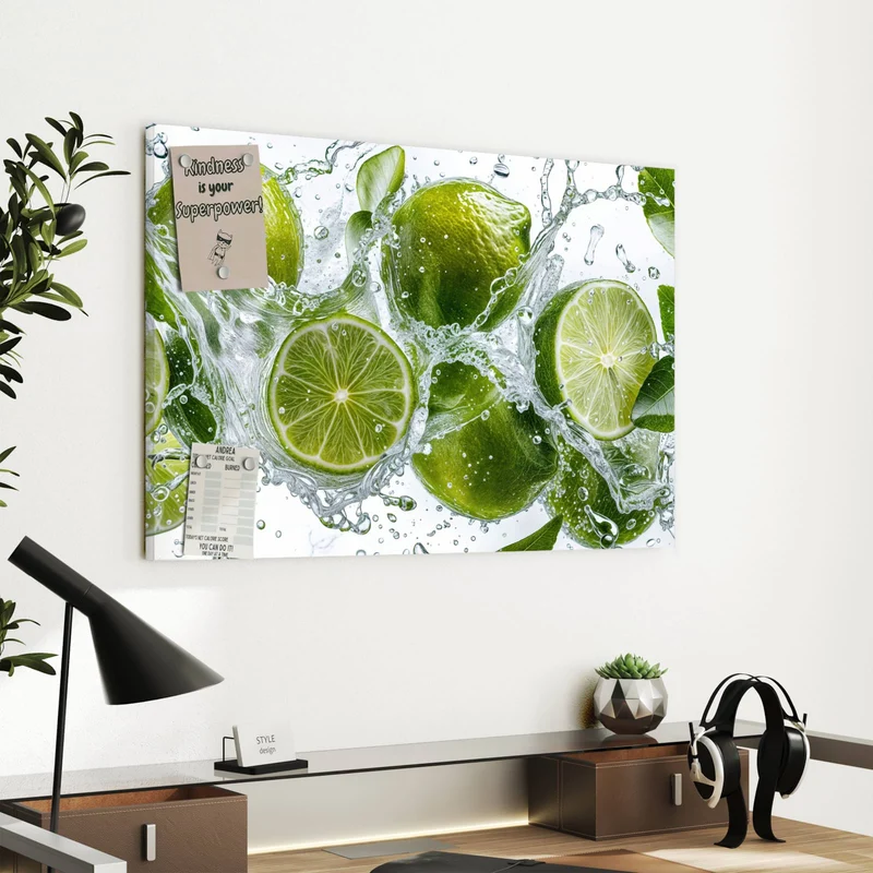 Metall Magnettafel - Limetten mit Blättern