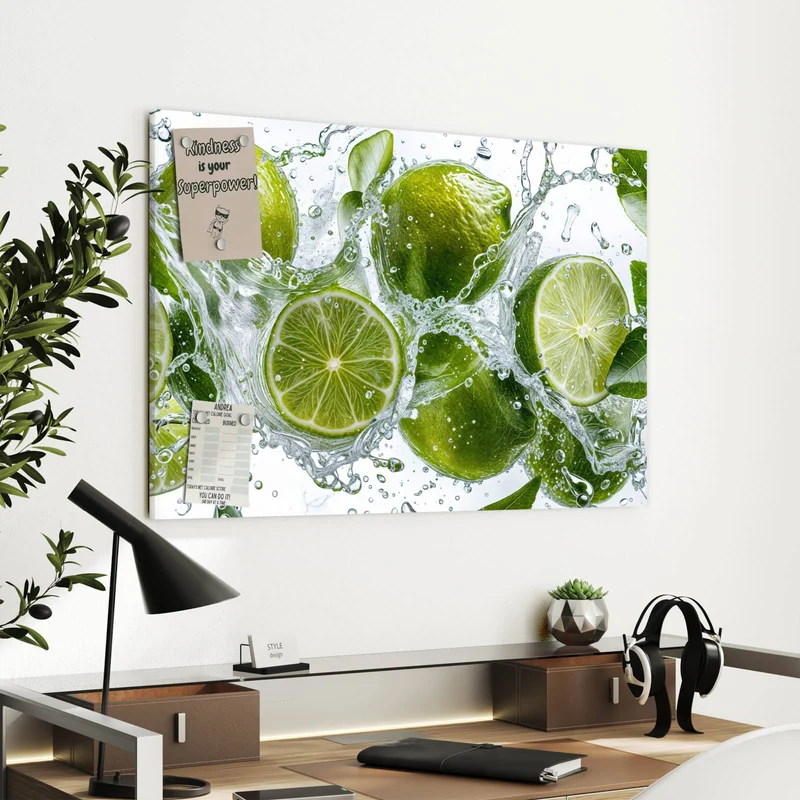 Metall Magnettafel - Limetten mit Blättern