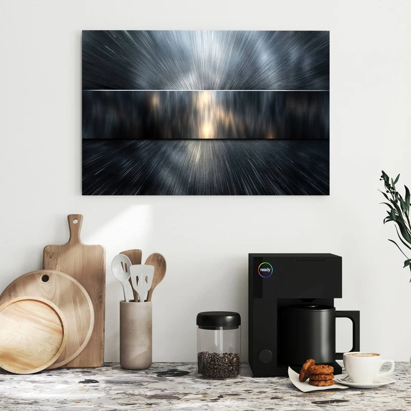 Metall Magnettafel - Silberne Lichtstrahlen