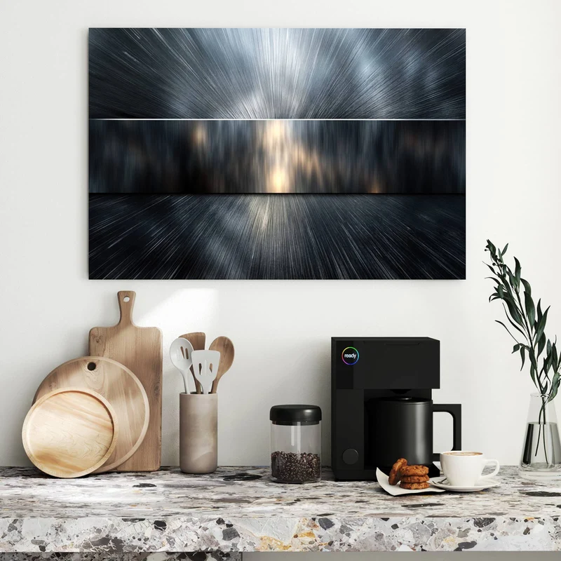 Metall Magnettafel - Silberne Lichtstrahlen