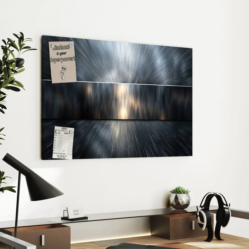 Metall Magnettafel - Silberne Lichtstrahlen