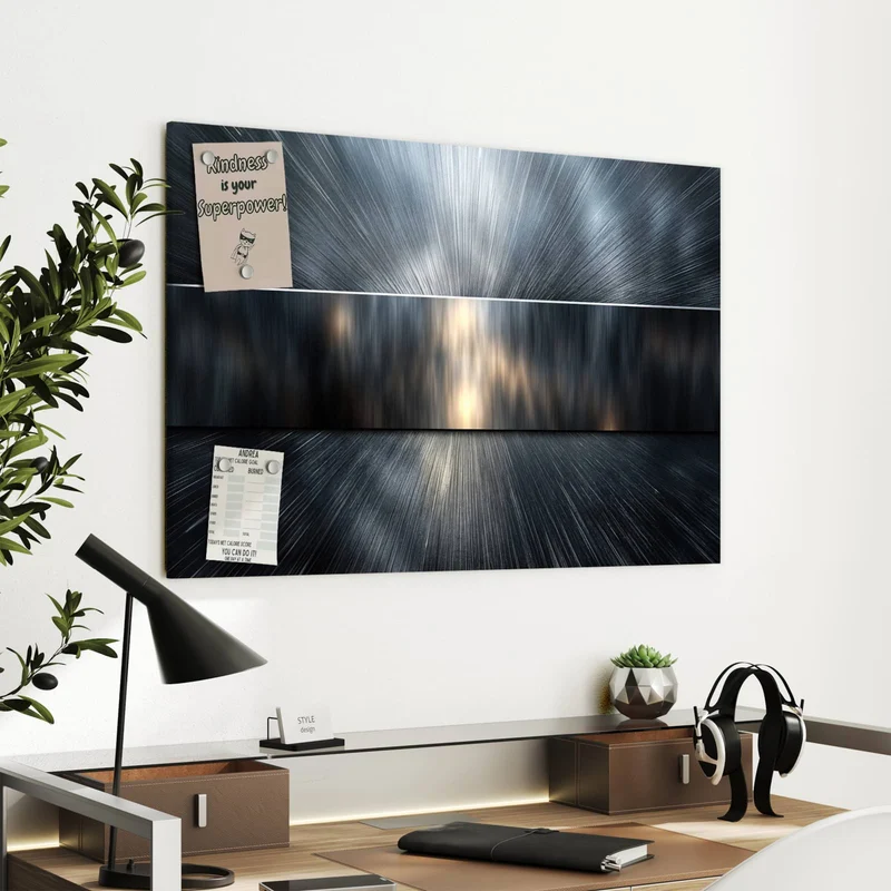 Metall Magnettafel - Silberne Lichtstrahlen