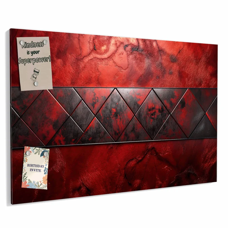 Metall Magnettafel - Dreiecke auf Rotmarmor