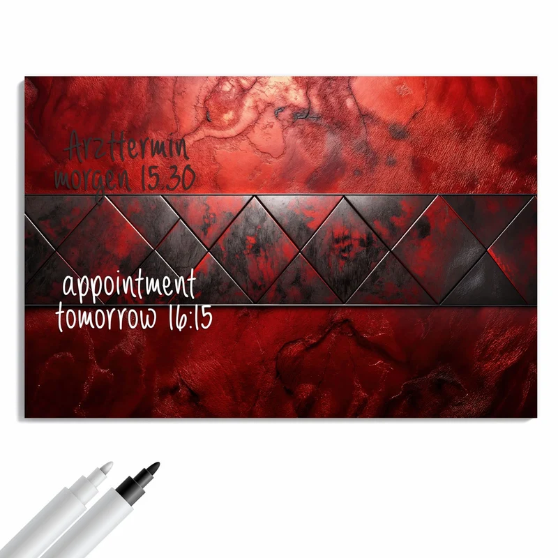 Metall Magnettafel - Dreiecke auf Rotmarmor