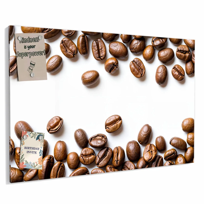 Metall Magnettafel - Kaffeebohnen auf Weiß