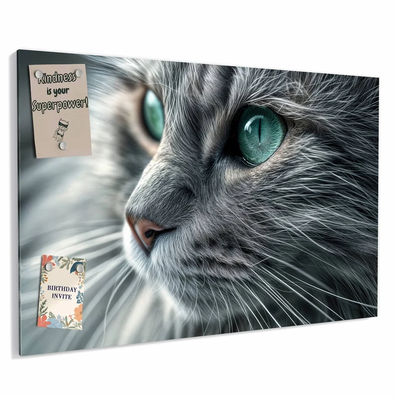 Metall Magnettafel - Katze mit Smaragdaugen