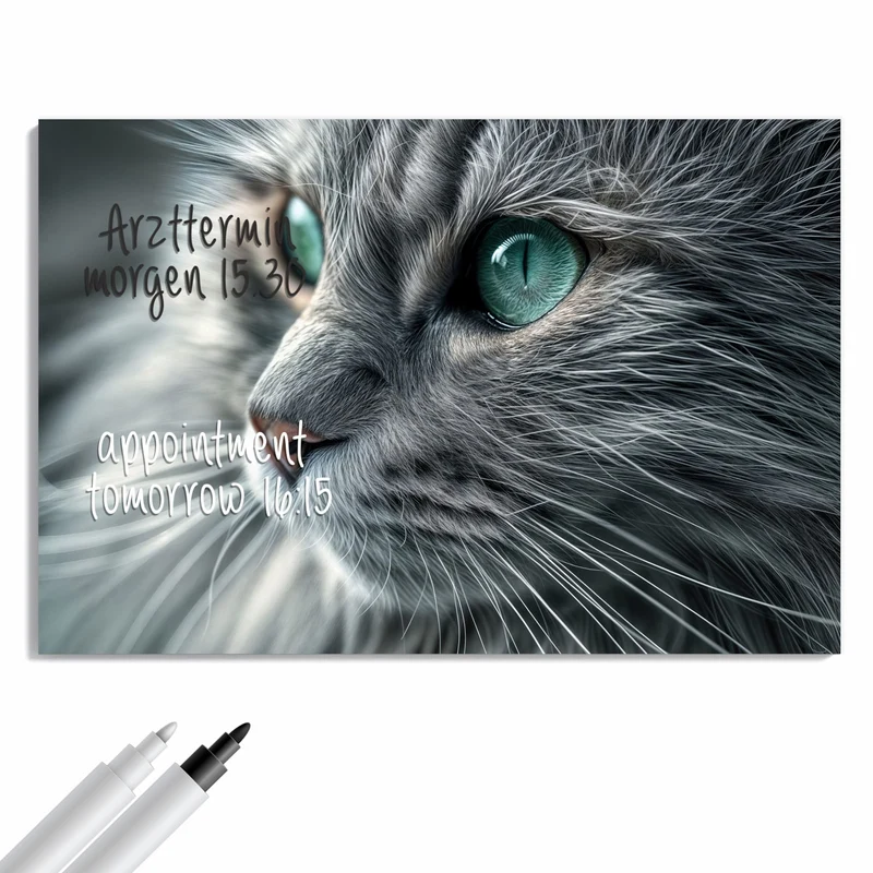 Metall Magnettafel - Katze mit Smaragdaugen