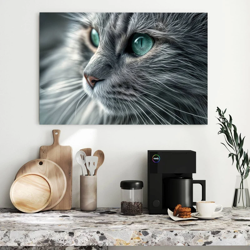 Metall Magnettafel - Katze mit Smaragdaugen