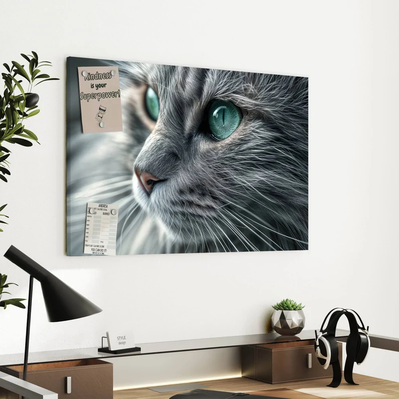 Metall Magnettafel - Katze mit Smaragdaugen