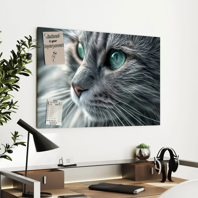 Metall Magnettafel - Katze mit Smaragdaugen