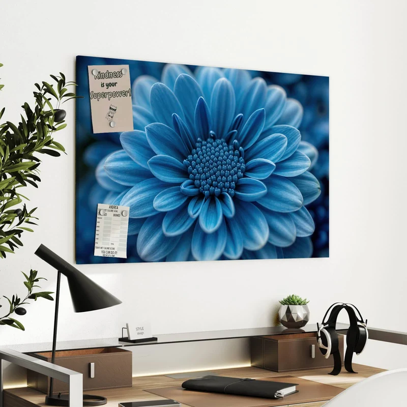 Metall Magnettafel - Blaue Chrysantheme