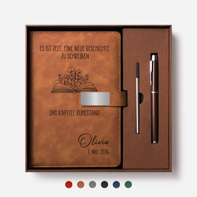 Das Kapitel Ruhestand - Personalisiertes Geschenk | Notizbuch Mit Stift