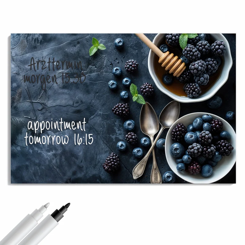 Metall Magnettafel - Beeren mit Honig