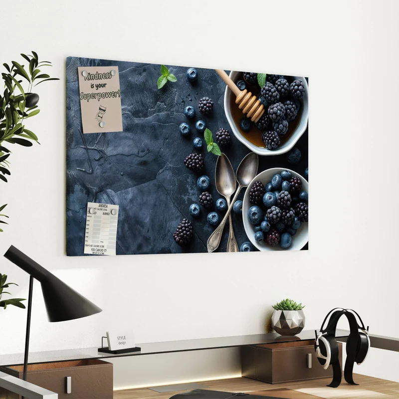 Metall Magnettafel - Beeren mit Honig