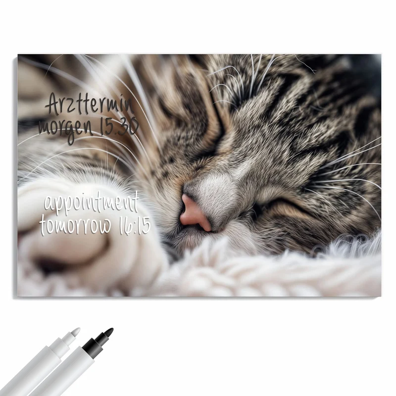 Metall Magnettafel - Schlafende Katze