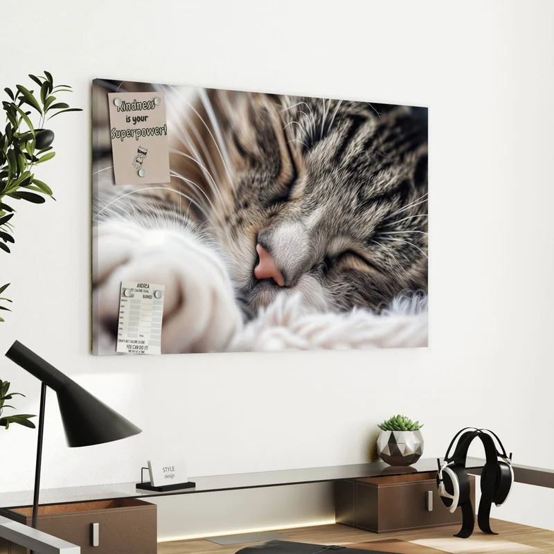 Metall Magnettafel - Schlafende Katze