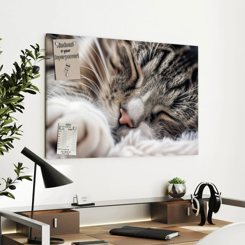 Metall Magnettafel - Schlafende Katze