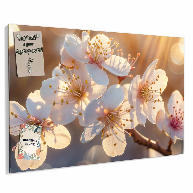 Metall Magnettafel - Goldene Kirschblüten
