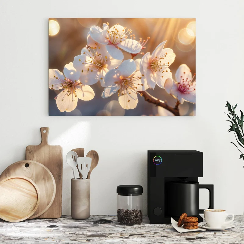 Metall Magnettafel - Goldene Kirschblüten