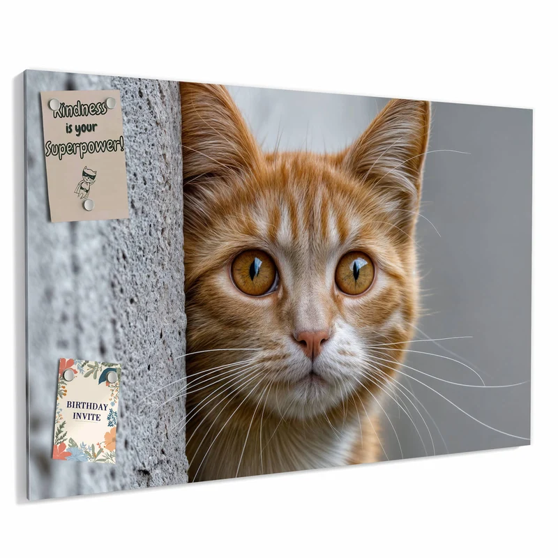 Metall Magnettafel - Katze hinter der Mauer