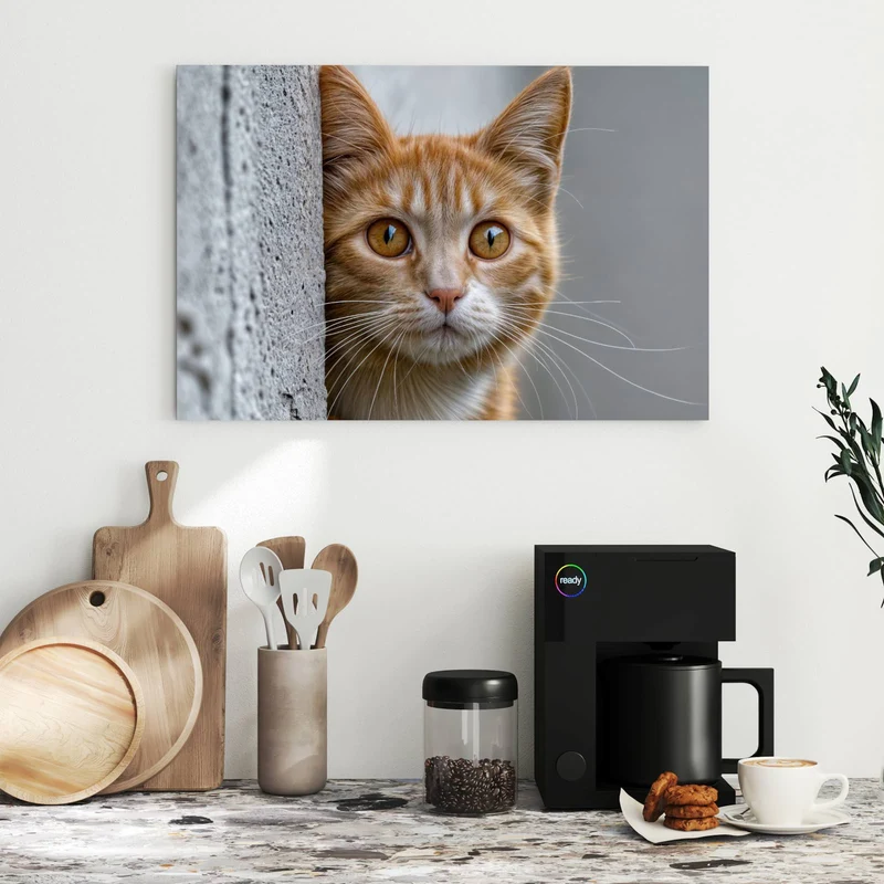 Metall Magnettafel - Katze hinter der Mauer
