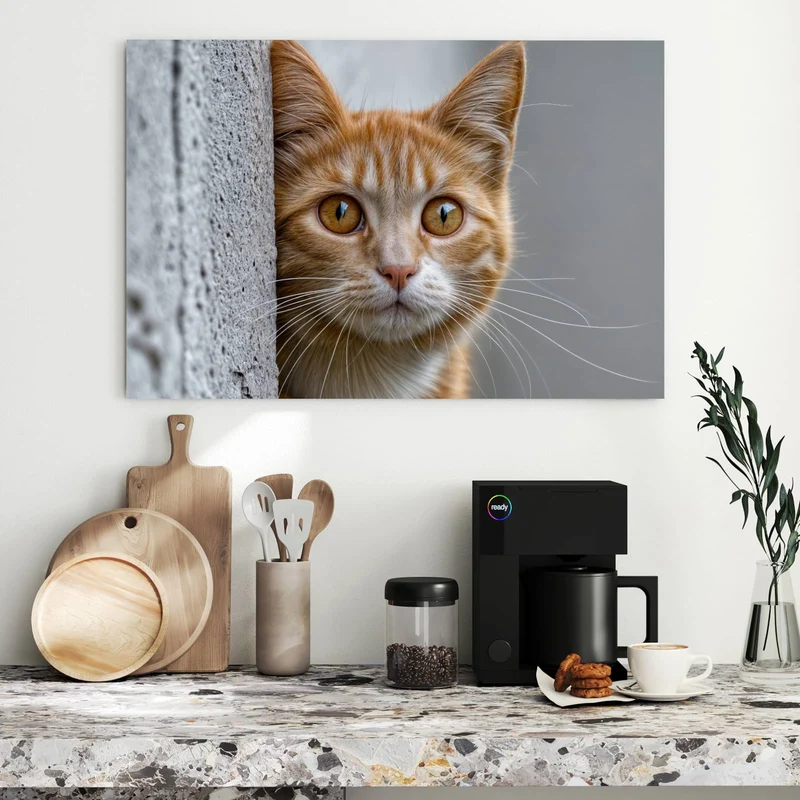 Metall Magnettafel - Katze hinter der Mauer