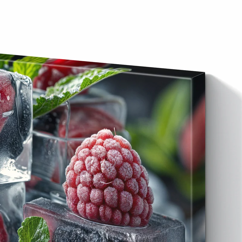 Metall Magnettafel - Beeren im Eisblock