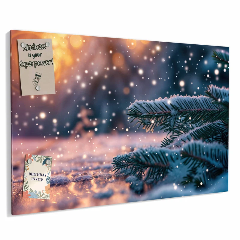 Metall Magnettafel - Winterliche Tannenzweige