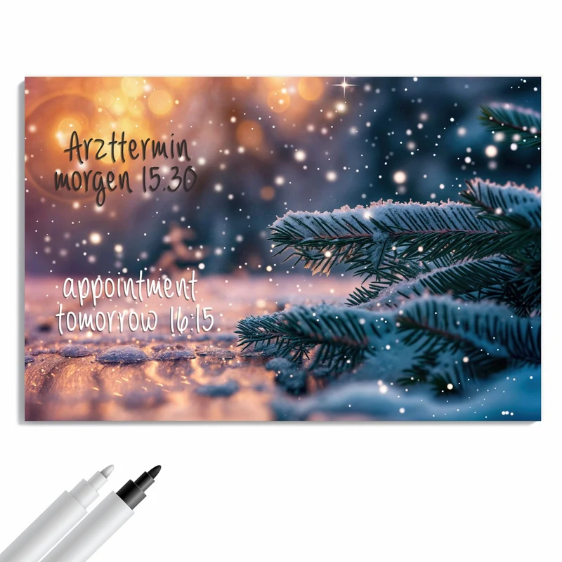 Metall Magnettafel - Winterliche Tannenzweige