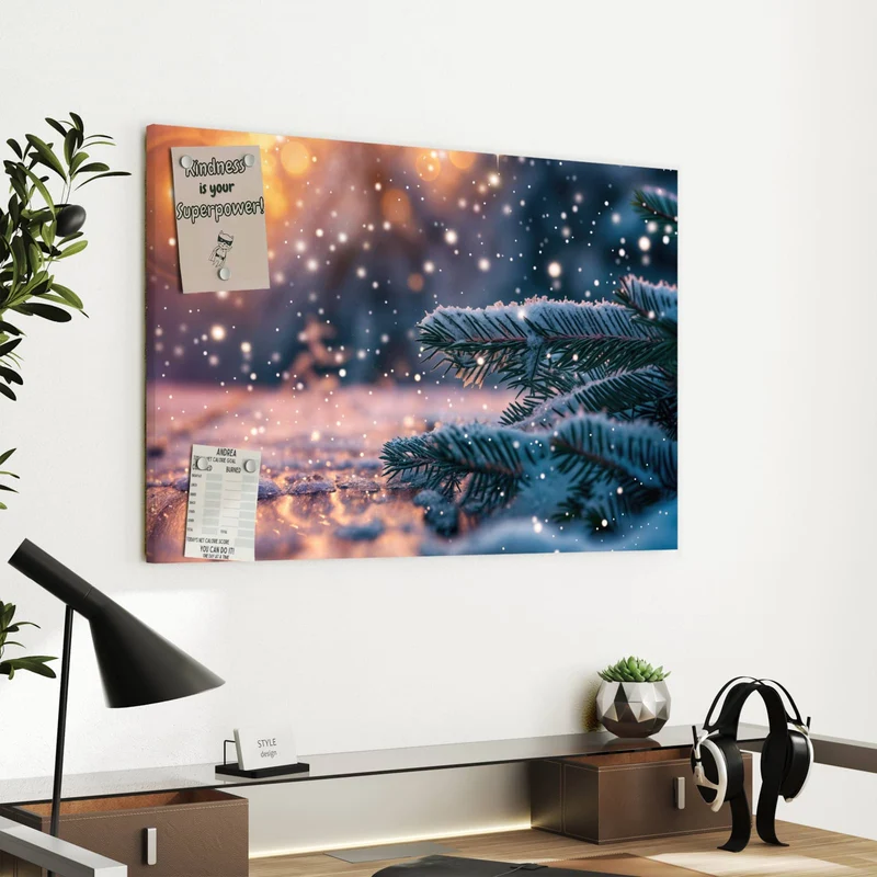 Metall Magnettafel - Winterliche Tannenzweige