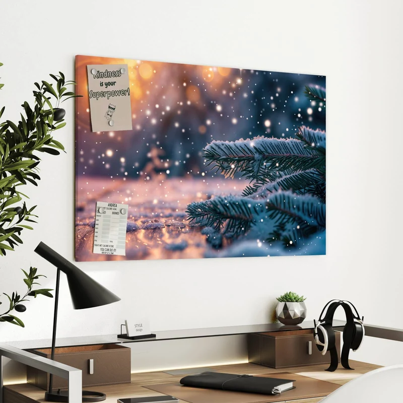 Metall Magnettafel - Winterliche Tannenzweige