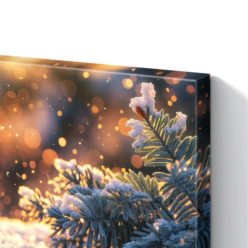 Metall Magnettafel - Tannenzweig im Goldlicht